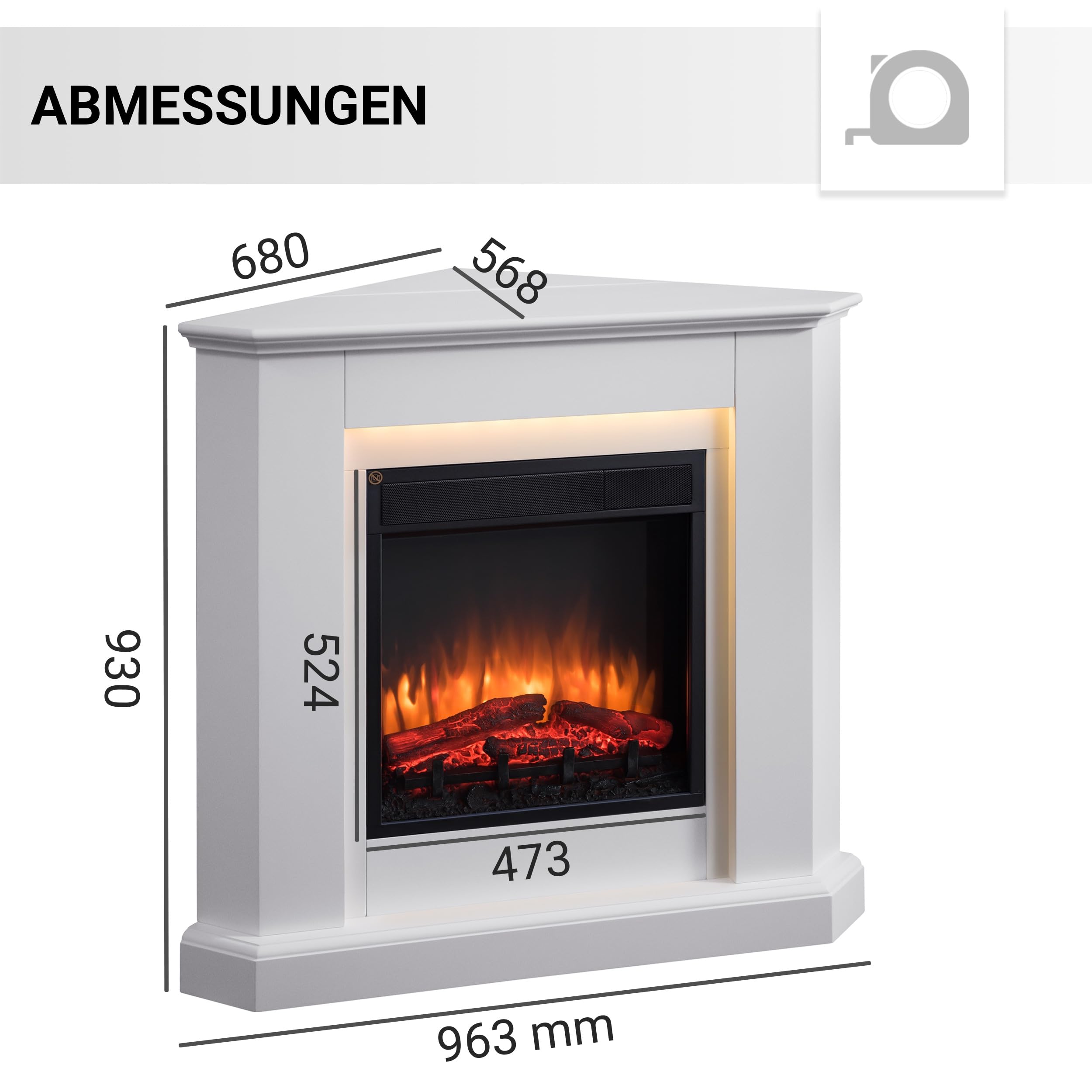 balderia-candela-eckkamin-wei-mit-heizung-2000w image 6