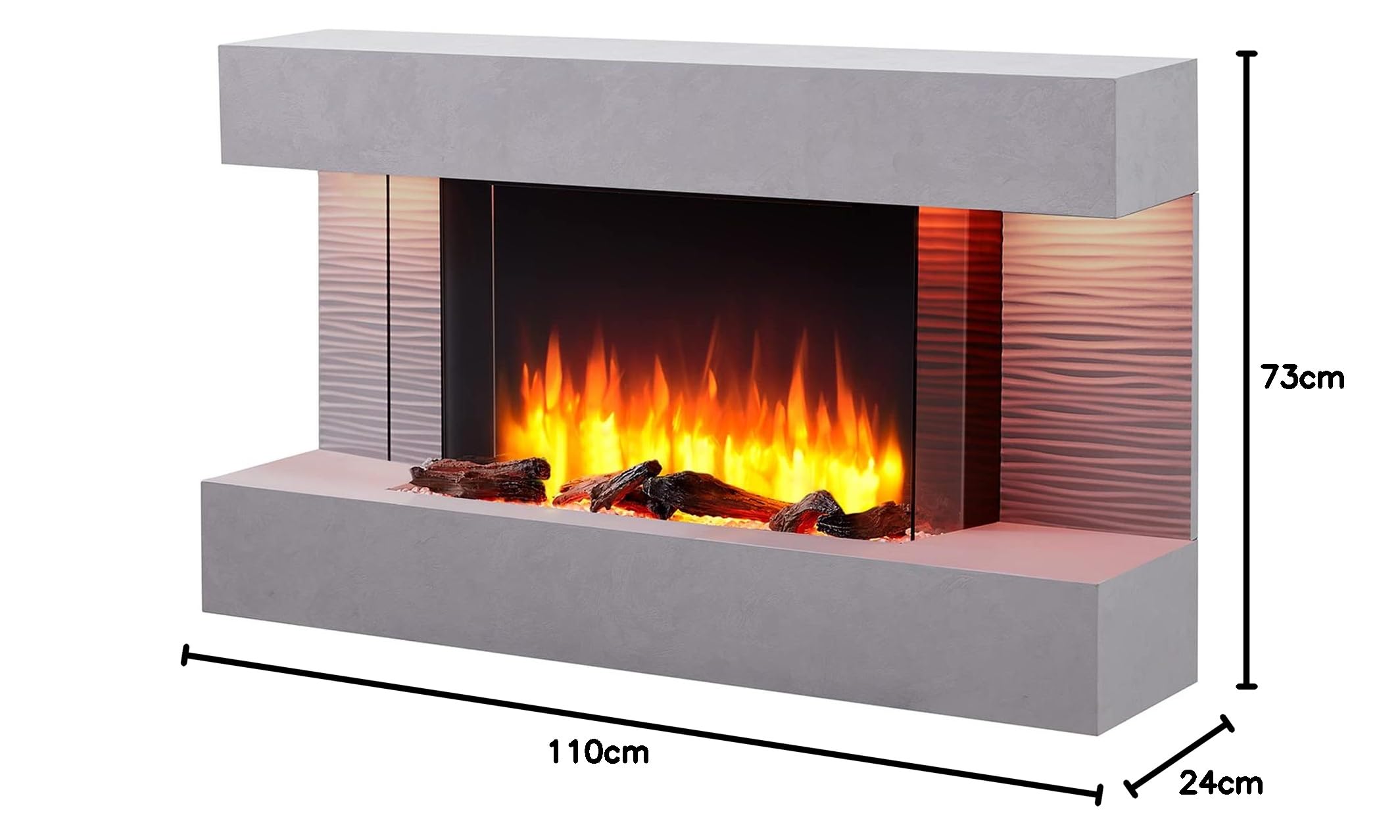 balderia-elis-elektrokamin-wand-2000w-grau-mit-3d-flamme image 2