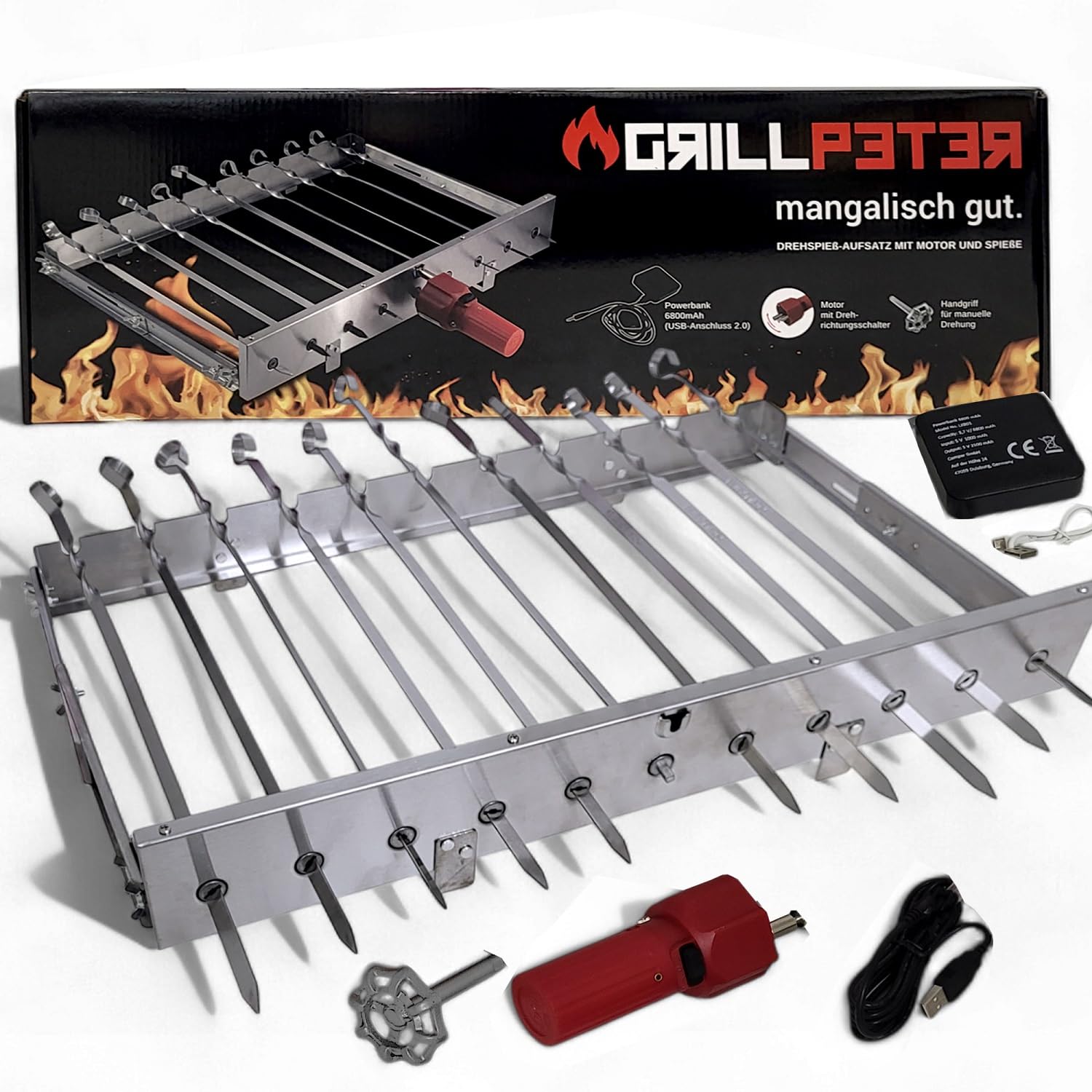 grillpeter-mangal-schaschlikgrill-edelstahl-2mm-mit-spie-dreher image 7