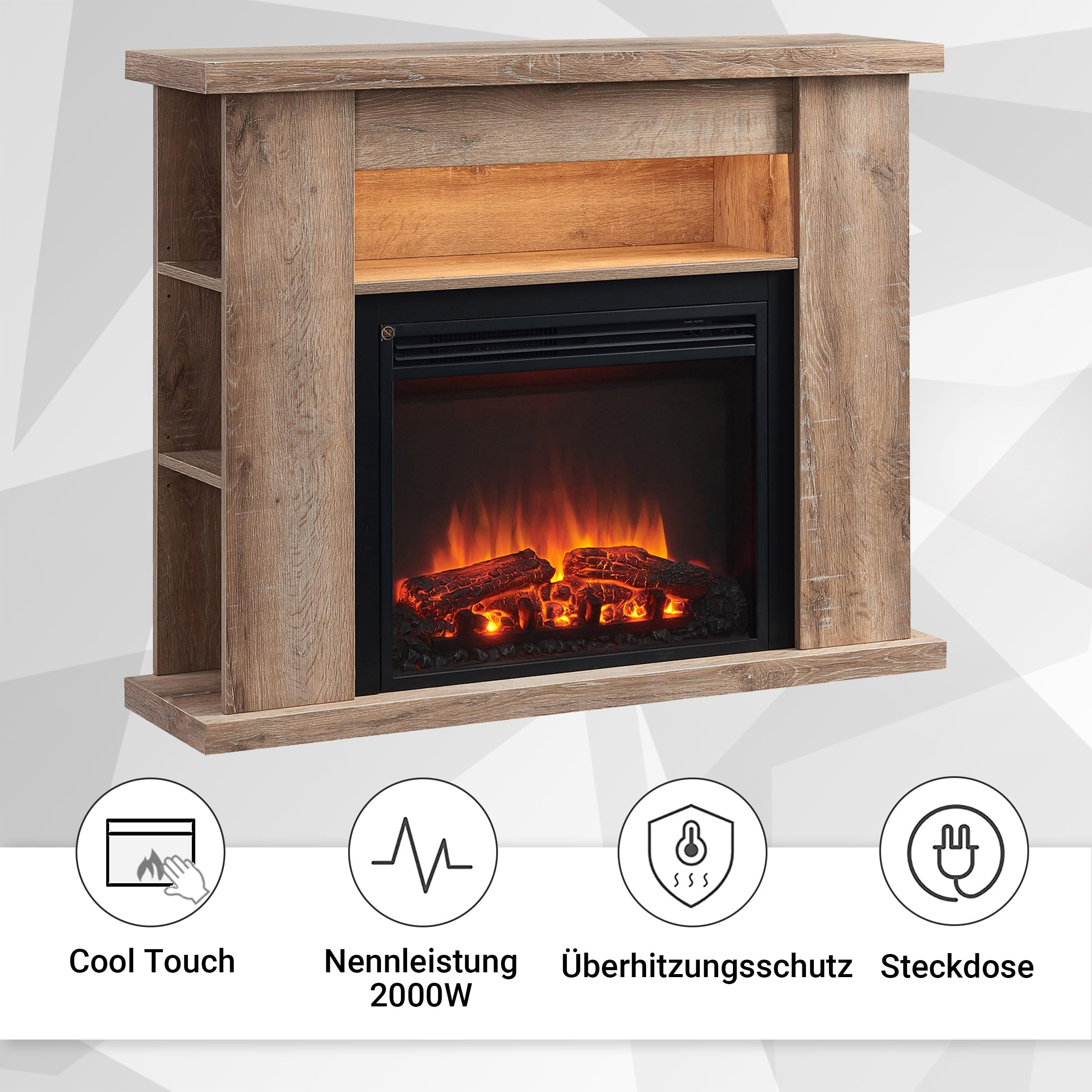 balderia-william-elektrokamin-2000w-hellbraun-3d-flamme image 6