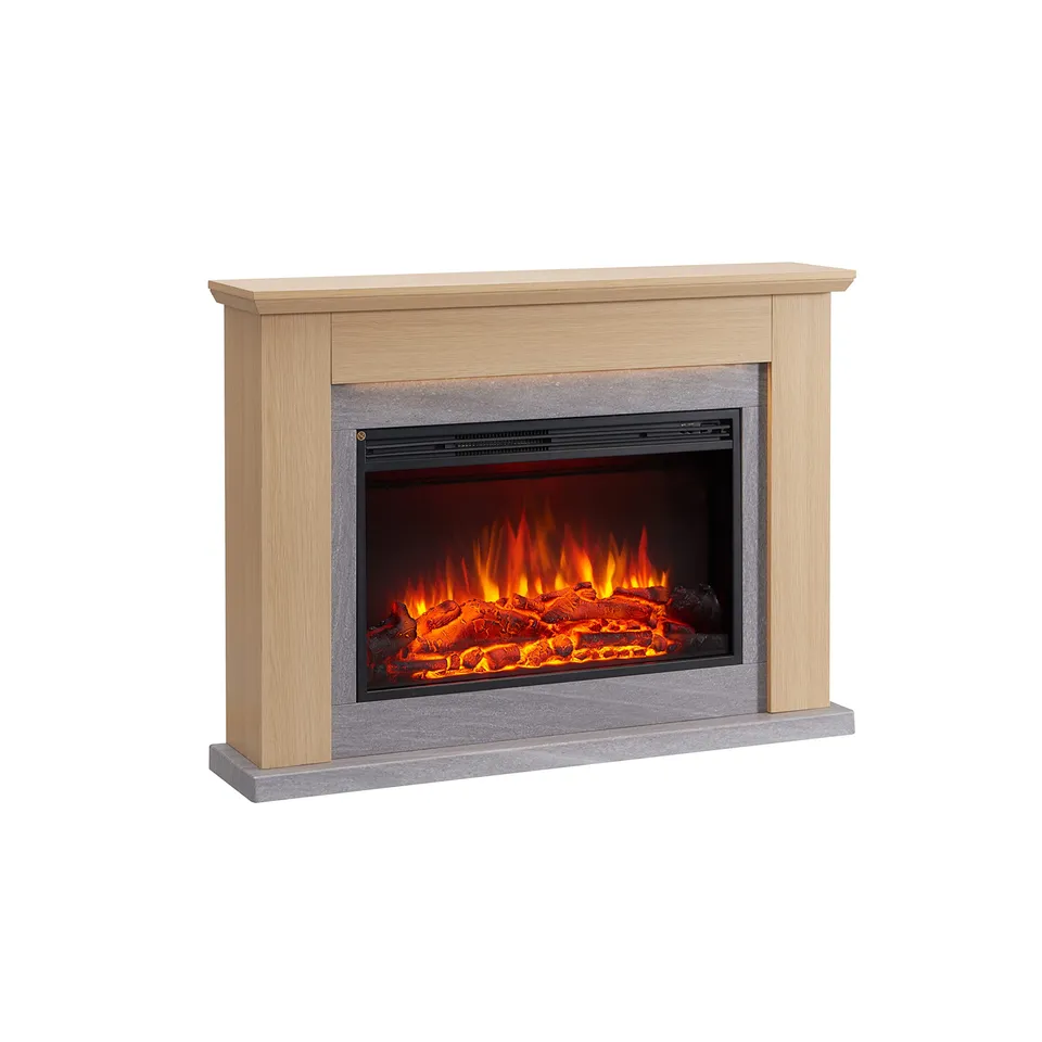balderia-typhon-elektrokamin-2000w-hellbraun-mit-3d-flamme image 1