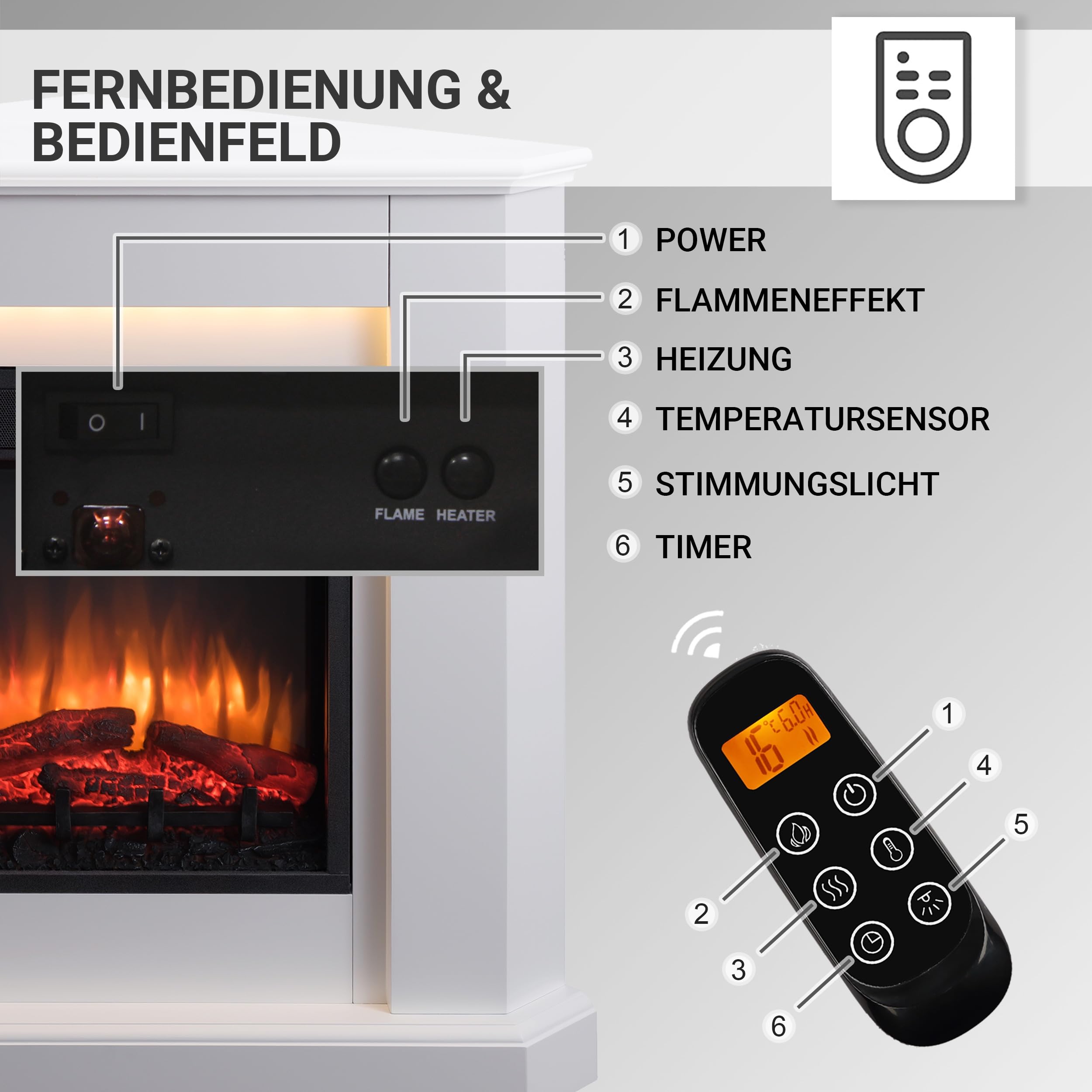 balderia-candela-eckkamin-wei-mit-heizung-2000w image 5