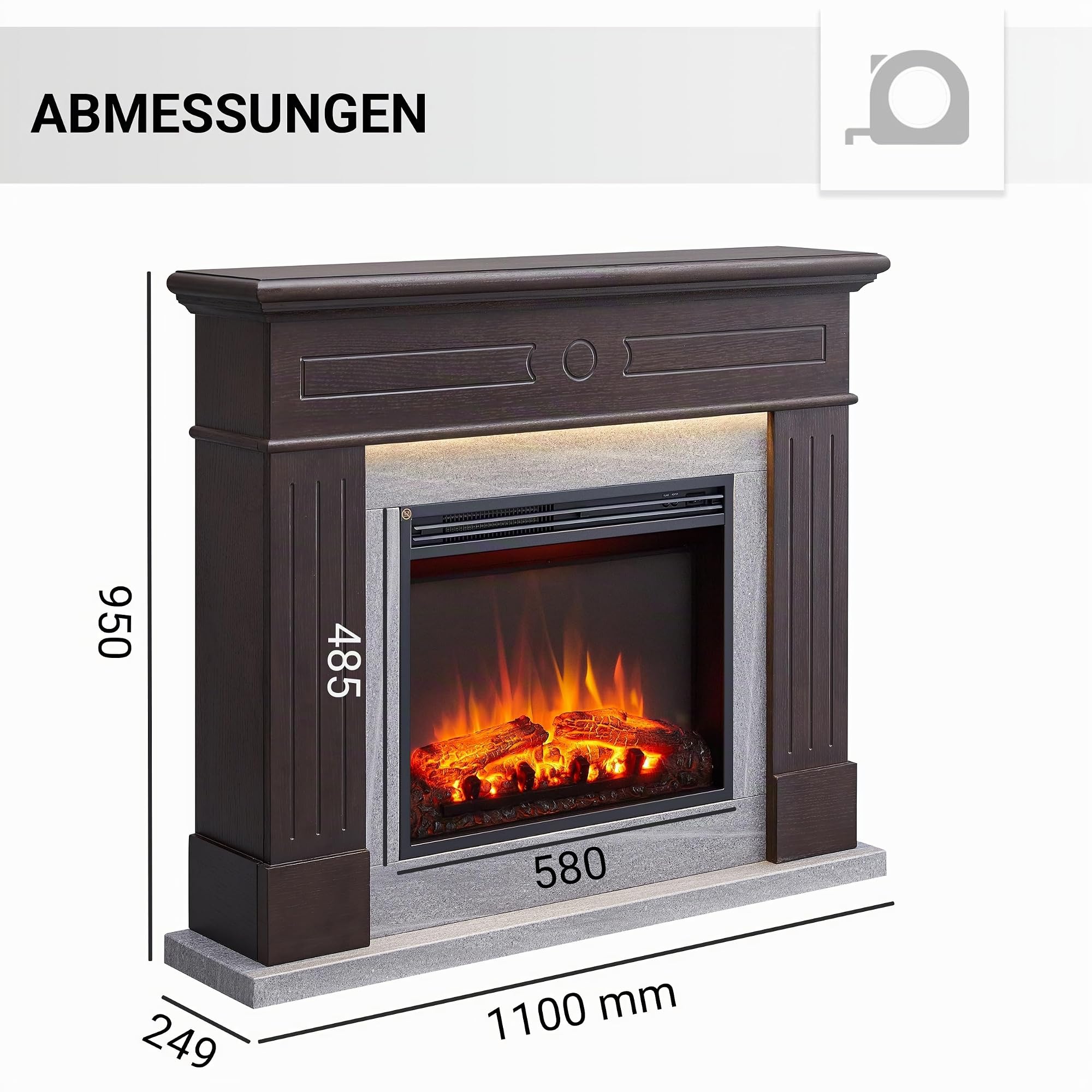 balderia-leandros-elektrokamin-dunkelbraun-thermostat image 5