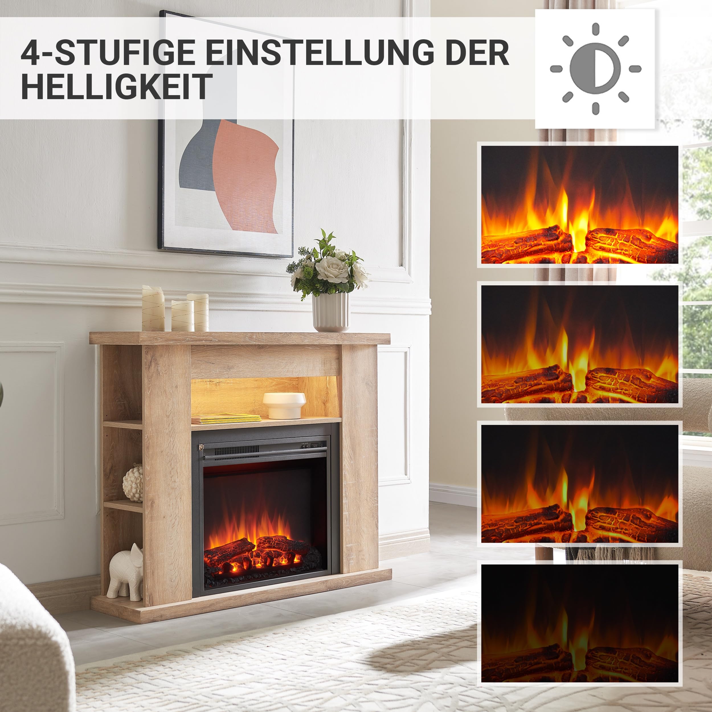 balderia-william-elektrokamin-2000w-hellbraun-3d-flamme image 3