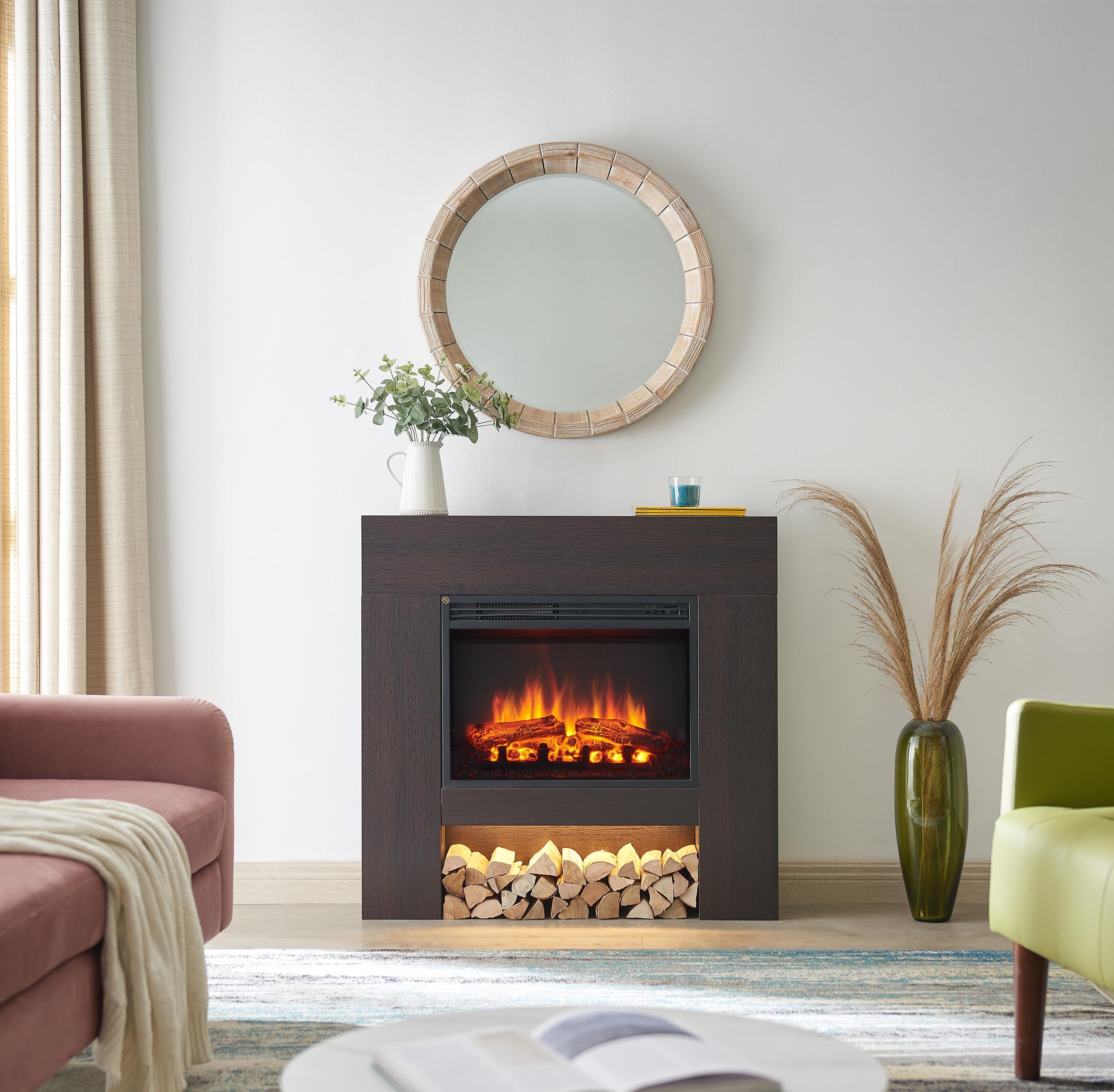 balderia-chloe-elektrokamin-dunkelbraun-2000w-3d-flamme image 2