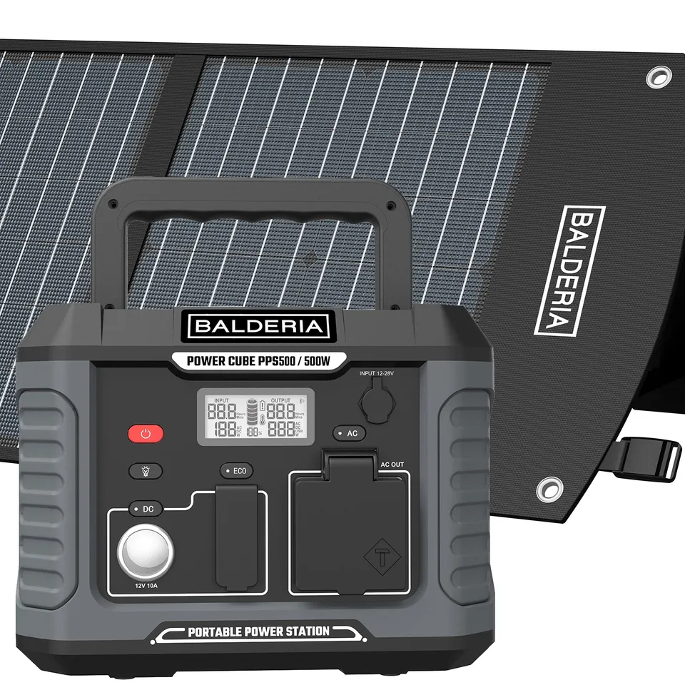 balderia-pps500-powerstation-mit-solarpanel-60w-500w-lifepo4 image 1