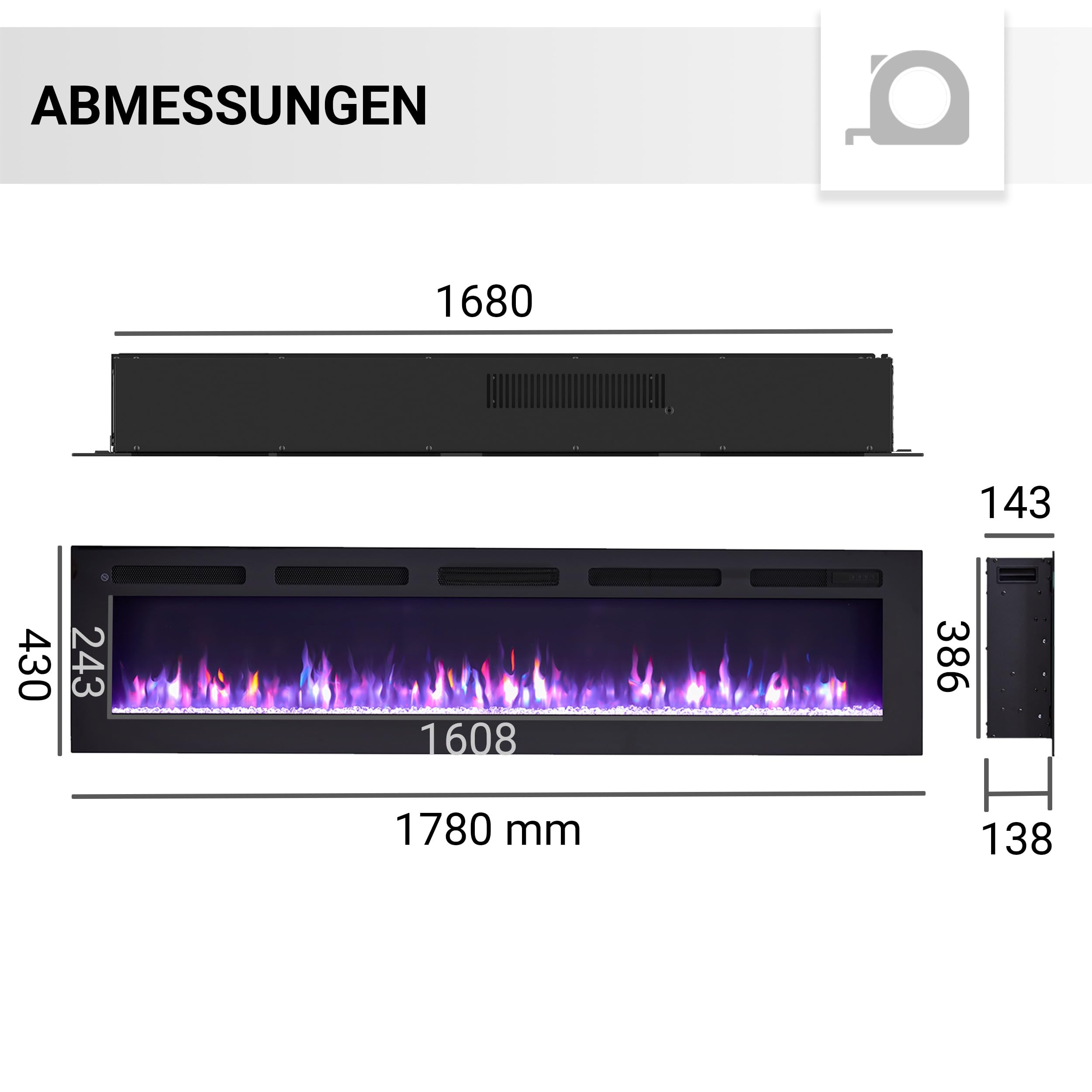 balderia-leif-70-zoll-einbaukamin-schwarz-1800w-178cm image 7