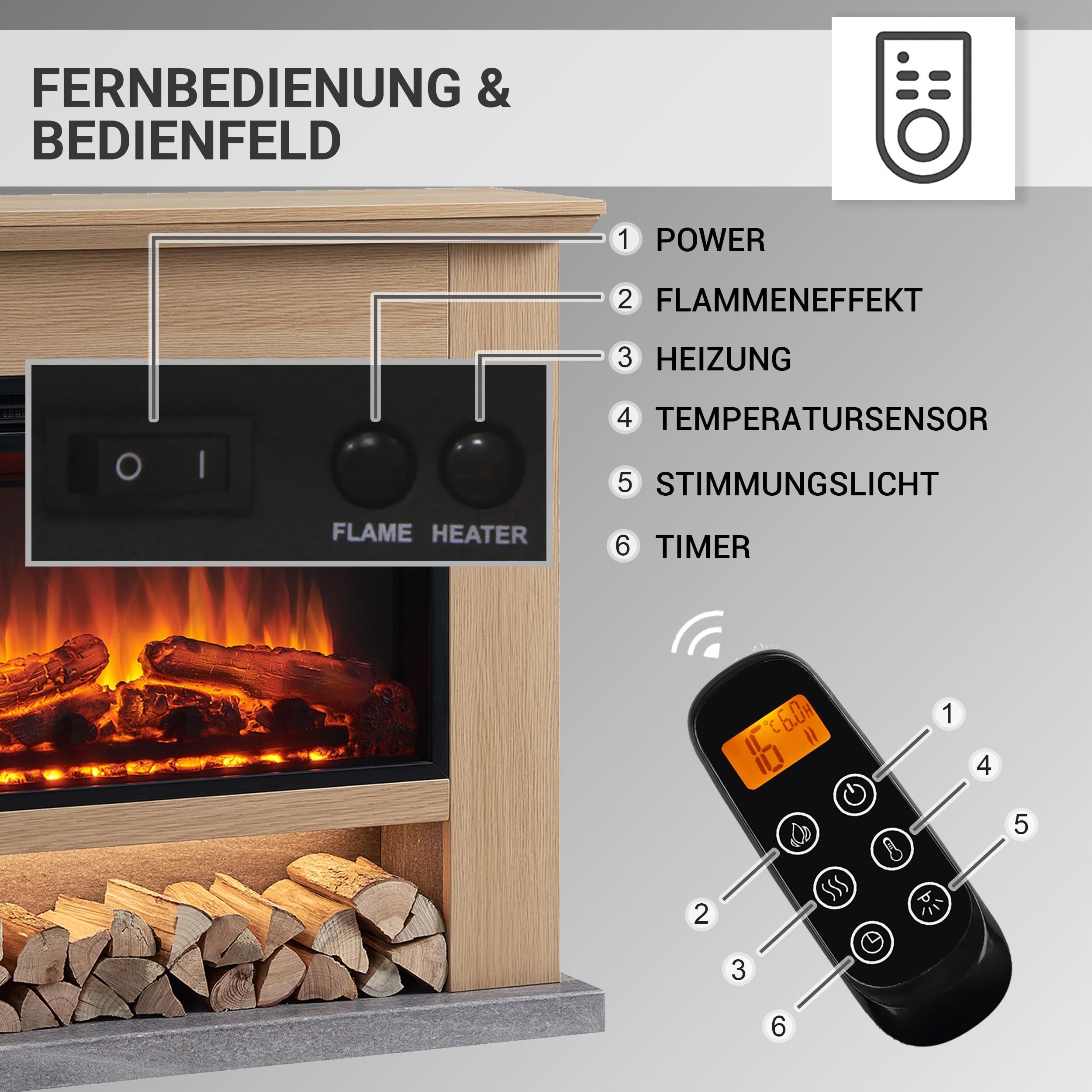 balderia-archie-elektrokamin-hellbraun-2000w-3d-flamme image 4